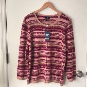 NEW 100% Cashmere Nordic Burgundy Pink Sweater 2X
